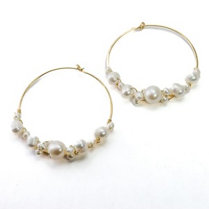 Large Bubbly Pearl Hoops - 1 of 4