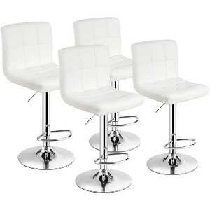 Costway Set of 4 PU Leather Bar Stool Swivel Bar Chair w/ Adjustable Height - 1 of 4