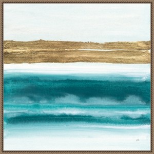 Amanti Art Abstract Gold Emerald Beach III by Chris Paschke Canvas Wall Art Print Framed 22 x 22-in. - 1 of 4
