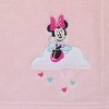 NoJo Disney Minnie Mouse Be Happy Pink, Aqua and White Super Soft Baby Blanket with Cloud Applique - 3 of 4