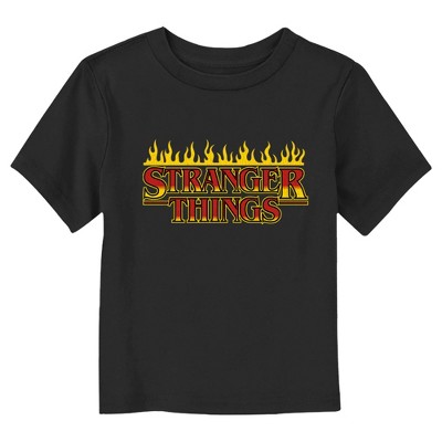 Toddler's Stranger Things Classic Logo In Flames T-shirt - Black - 4t ...