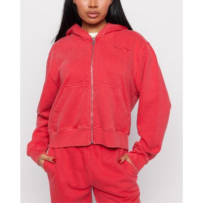 Samii Ryan | Black Stone Wash Zip-Up Hoodie , Black , X-Small , 1