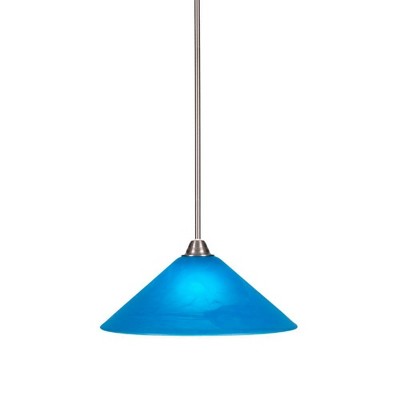 Toltec Lighting Paramount 1 - Light Pendant in  Brushed Nickel with 16" Blue Italian Shade