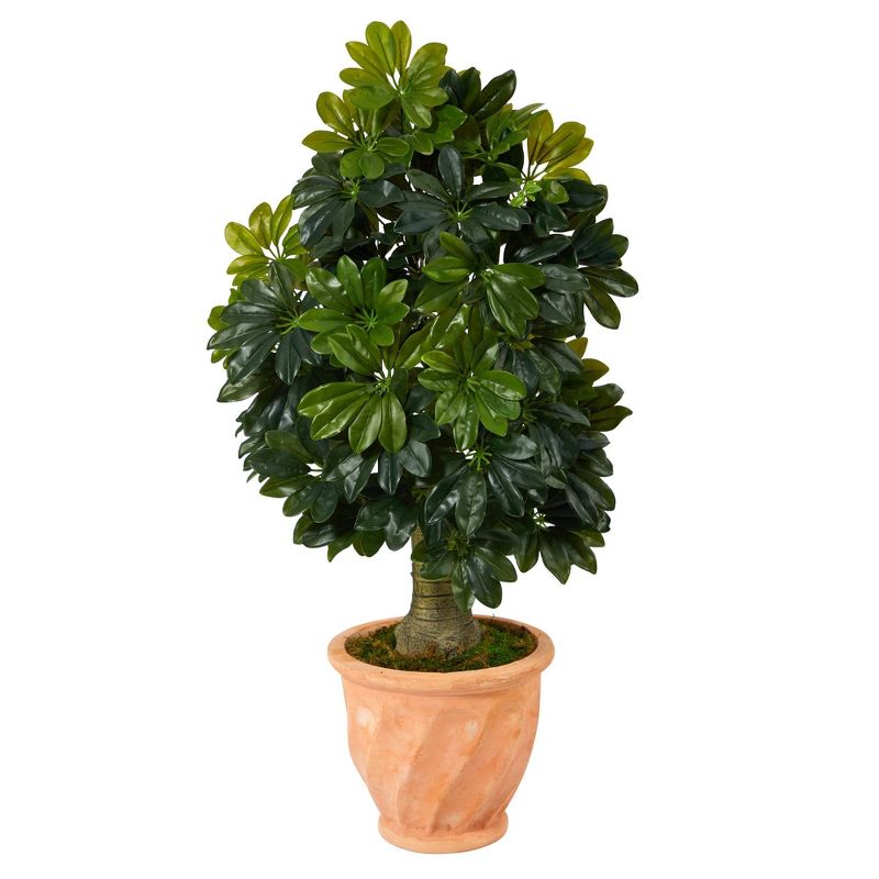 Nearly Natural 39-in Schefflera Artificial Tree in Terra-Cotta Planter (Real Touch), 1 of 5