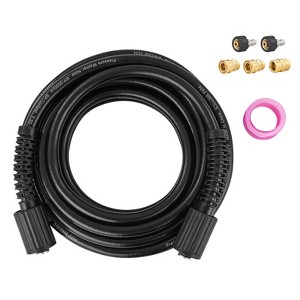 VEVOR Pressure Washer Hose, 50 FT, 1/4" Kink Free M22-14mm Brass Thread Replacement For Most Brand Pressure Washers, 3/4'' Bending Radius, Black - 1 of 4