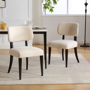 GDFStudio Mulligan Modern Rubberwood Fabric Upholstered Dining Chairs (Set of 2) - 1 of 4