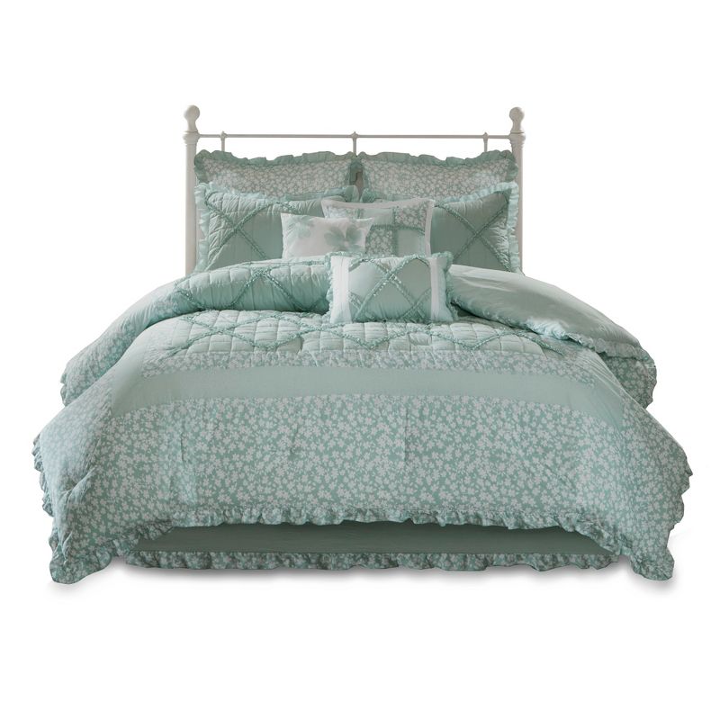 Aqua Gretchen Cotton Percale Comforter Set 9pc, 4 of 11