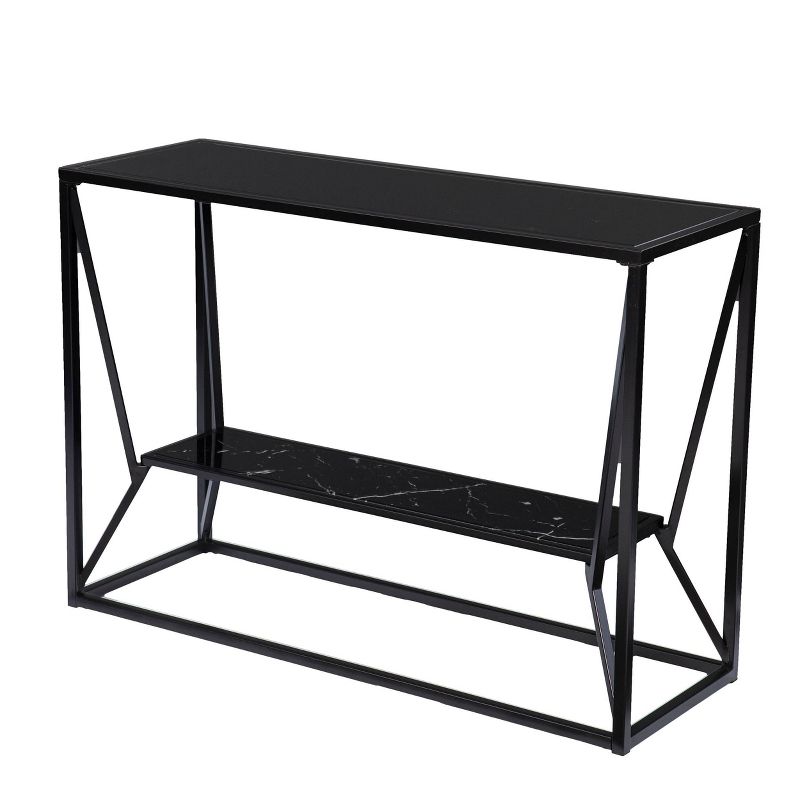 Finsfil Long Glass-Top Console Table Black - Aiden Lane, 1 of 11
