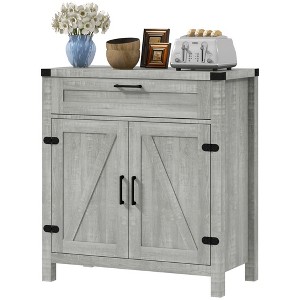 Aghana Digitals Stone Gray Farmhouse Buffet Cabinet with Adjustable Shelf, Barn Doors & Drawer - - 1 of 4