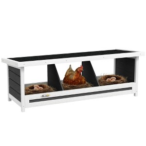 PawHut Wood Nesting Boxes for Chickens, Laying Nest Box, Chicken Coop Accessories for Up to 3 Chickens with Asphalt Roof, Easy to Assemble, Gray - 1 of 4
