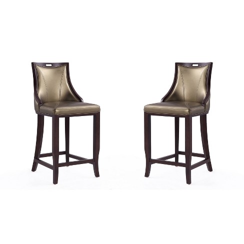 Set of 2 Emperor Upholstered Beech Wood Faux Leather Barstools - Manhattan Comfort - image 1 of 4