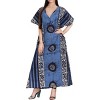 LA LEELA Women's Summer Loose Caftan Maxi Night Evening Gown Loungewear Dashiki House Dresses for Women 3X-4X Blue, Floral - 4 of 4