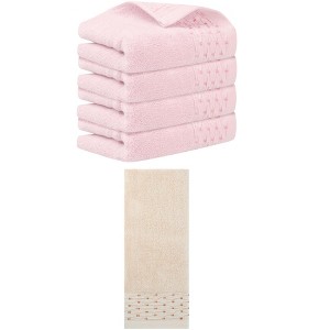 REGALWOVEN 5 Pack Embroidery Pattern Cotton Hand Towels Set Bathroom, Kitchen 14" x 30" - 1 of 4