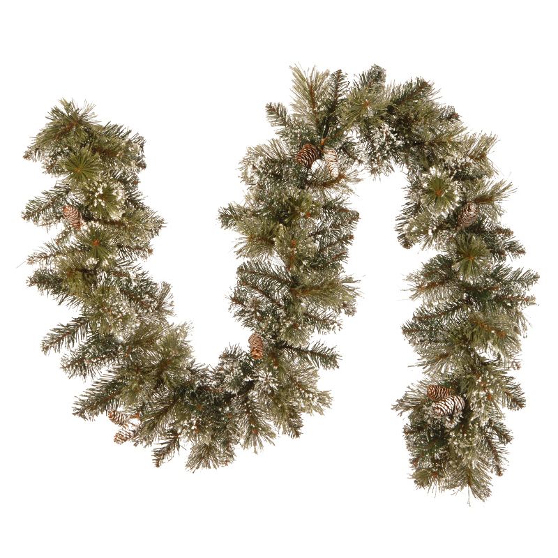 National Tree Company Artificial Christmas Garland, Green, Glittery Pine, Decorated With Pine Cones, Frosted Branches, Christmas Collection, 6 Feet, 1 of 8
