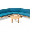 Outdoor Sectional Sofa Set, 5 Seater Acacia Sofa Set with Side Table, 6 Pcs Sofa with Wood Frame and PE Cushions and PE Pillows-Coolbibila - 2 of 4