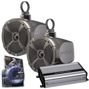 PowerBass PowerSports Party Pack - 6.5" Tower Speakers + Amp & Wiring Kit - 1 of 4