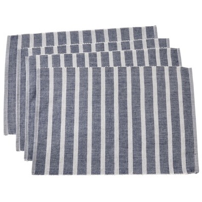 Saro Lifestyle Striped Placemat (Set of 4 pcs), Navy Blue