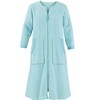 Collections Etc Textured Satiny Trimmed Plush Zip Front Robe Medium Women Light Blue - 3 of 4