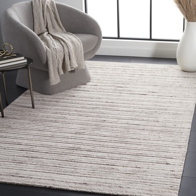 Beige Hand-Knotted Wool and Viscose 4'x6' Area Rug