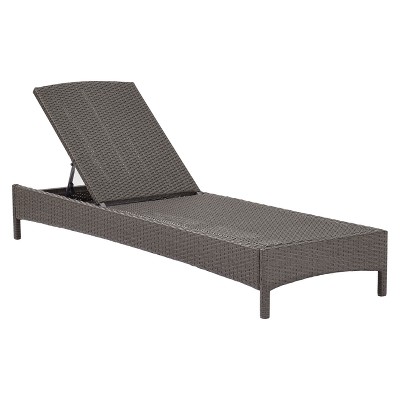 Palm Harbor Outdoor Wicker Chaise Lounge with Navy Cushions