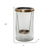 HomeRoots 9" Clear And Gold Botanical Leaf Glass And Metal Tabletop Hurricane Candle Holder - 3 of 4