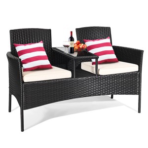 Tangkula Outdoor Rattan Furniture Wicker Patio Conversation Chair - 1 of 4