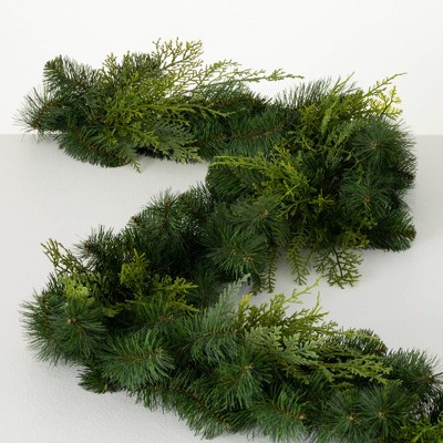6'L Sullivans Lush Green Douglas Fir Garland, Green Christmas Garland