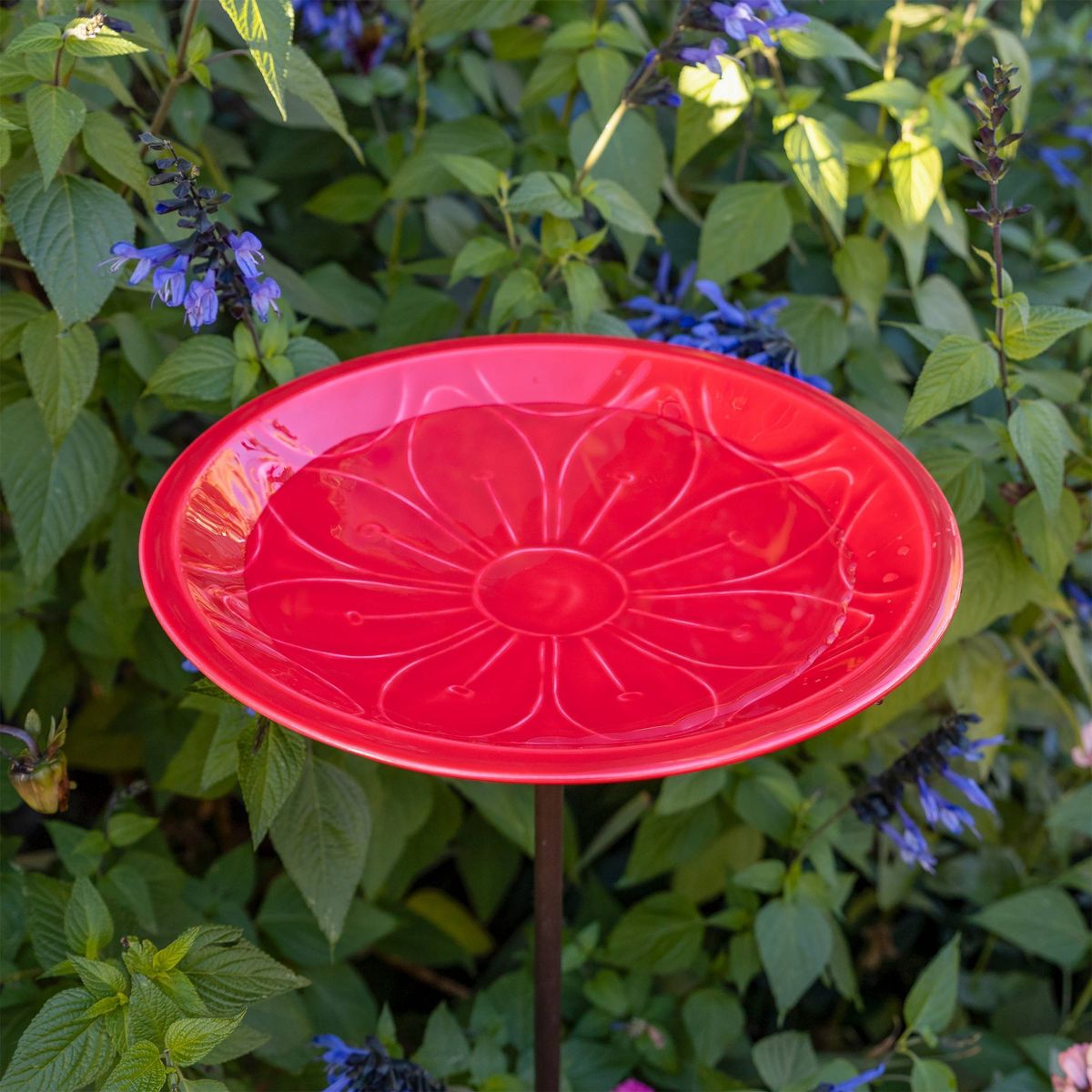 ACHLA Designs 39" Brass Petunia Lolly Bird Bath Pink - thumbnail 6