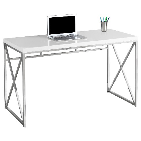 Chrome Metal Computer Desk Glossy White Everyroom Target