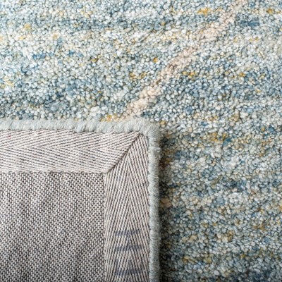 Handmade Blue Wool Tufted Square Rug - 6' x 6'