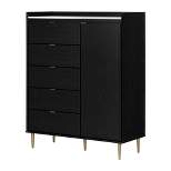 Hype Door Chest with 5 Drawers Black Oak/Faux Carrara Marble - South Shore