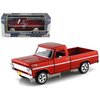 1969 Ford F-100 Pickup Truck Burgundy 1/24 Diecast Model Car by Motormax