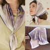 Anna-Kaci Satin Square Scarf with Elegant Floral Print for Neck Hair and Handbag Accessory - 27.5IN×27.5IN - 2 of 4