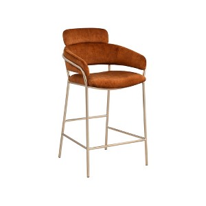 Meridian Furniture,Yara Cognac Velvet Counter Stool - 1 of 4