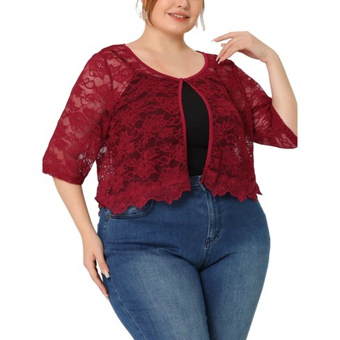 Women's plus 2025 size red shrug