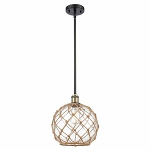 Farmhouse Rope - 1 Light Stem Hung Mini Pendant In Industrial Style-13 Inches Tall and 10 Inches Wide - 1 of 1