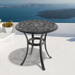 NicBex Outdoor Dining Table,Round Patio Table with Black Frame and Umbrella Hole for 4 to 6 Chairs,Outdoor Furniture,Black - 1 of 4