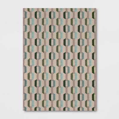 7'x10' Geometric Chains Outdoor Area Rug Green/Blue - Threshold™