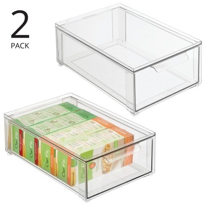 Stackable Pull-Out Sliding Storage Drawer - Set of 2 - Clear