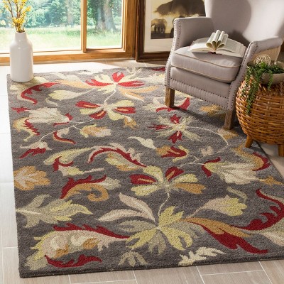 Gray Floral Hand-Tufted Wool Area Rug, 4' x 6'