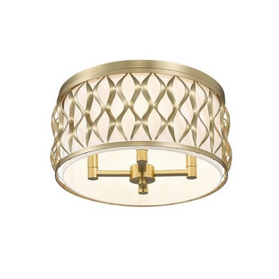 Modern Gold and Glass Drum Flush Mount Ceiling Light