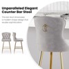 PAGED Button Tufted Counter Height Bar Stools Set of 2 Velvet Bar Chairs with Metal Legs and Nailheads Trim for Home Pub - 3 of 4