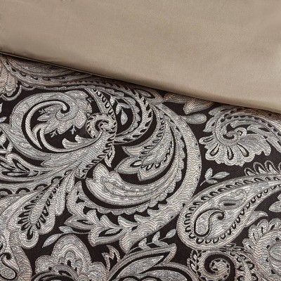 Black and Gold Jacquard Cotton Full Bed in a Bag Set