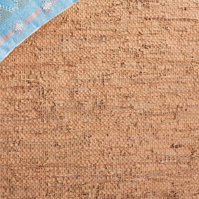 Handmade Light Grey and Brown Leather Area Rug