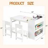 Kids desk and Chair Set, Wooden Art Desk with Paper Roller, Paint Cups & Storage Shelves, 2 in 1 Craft Activity Table for Drawing Painting Writing - 2 of 4