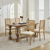 French Dining Chair Set of 2 with Linen Upholstered Seat,Square Rattan Back and Carved Solid Wood Leg for Living Room Kitchen-Baofuwish - 3 of 4