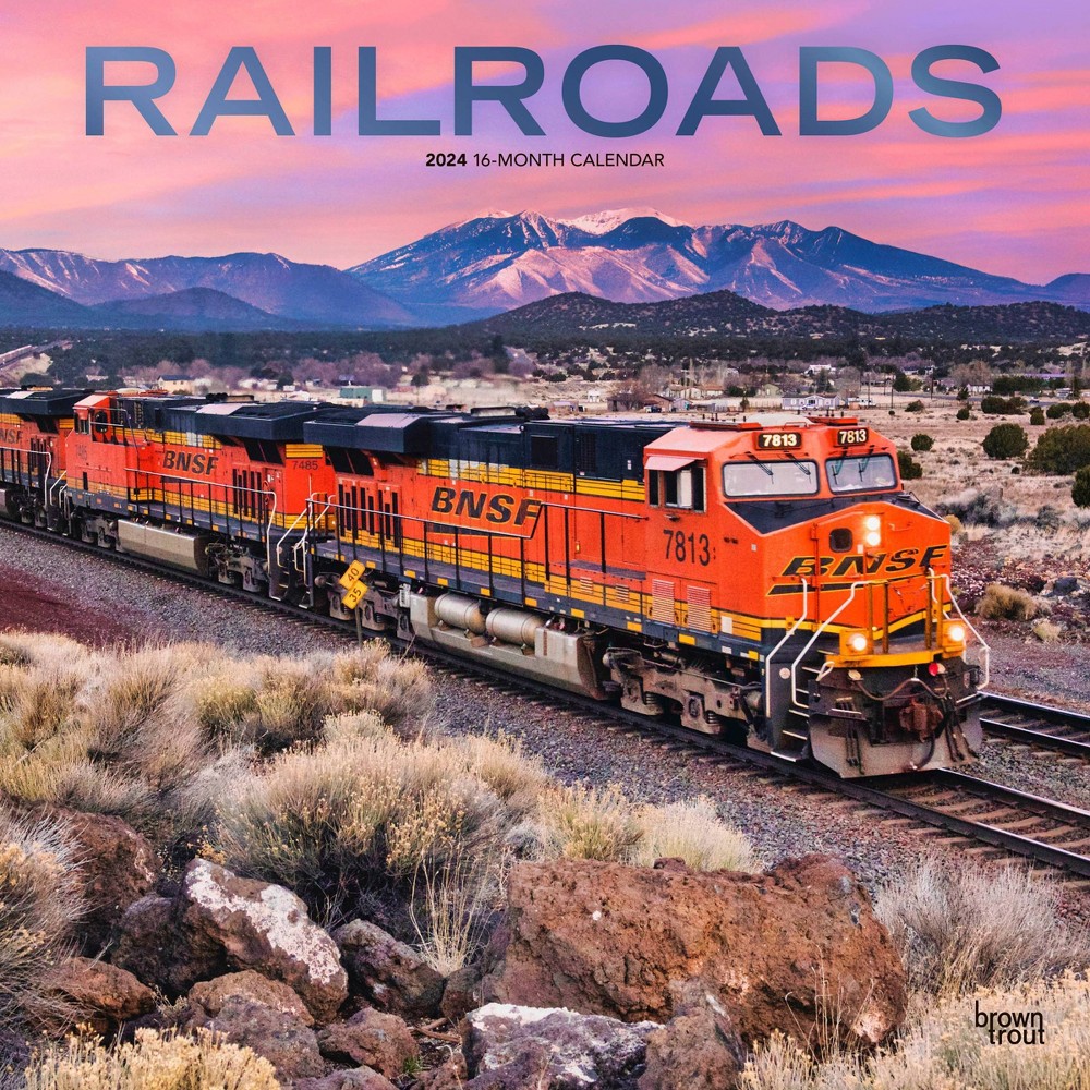 Photos - Other interior and decor Browntrout  Wall Calendar 12"x12" Railroads 2024