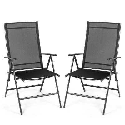 Set of 2 Adjustable Portable Patio Folding Dining Chair Recliners
