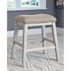 Signature Design by Ashley Set of 2 Skempton Upholstered Counter Height Barstools Beige: Polyester, Wood Frame, Footrest - 2 of 4