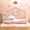 Costway Twin Size House Bed with Roof Wooden Low Floor Bed No Box Spring Needed White - 4 of 4